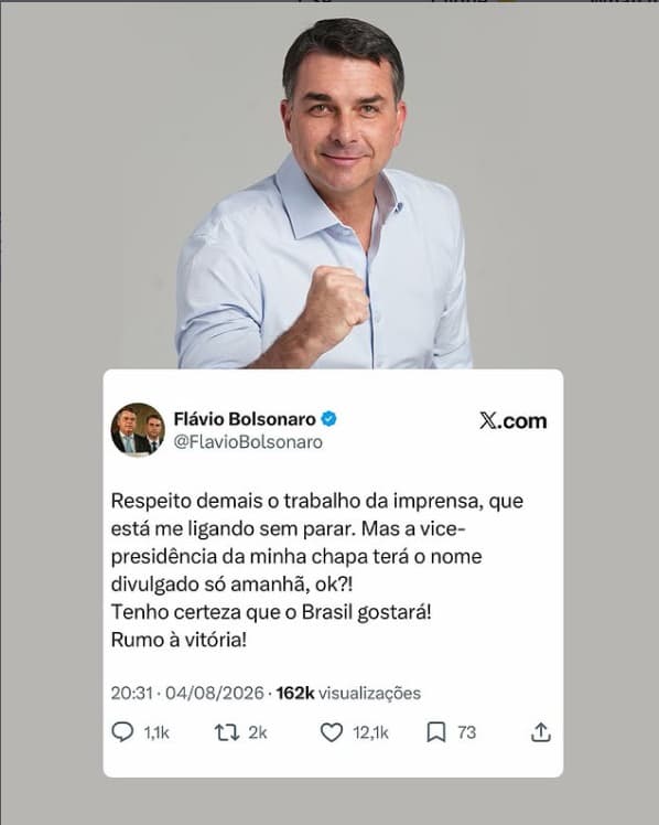 Flávio Bolsonaro — Anúncio da vice